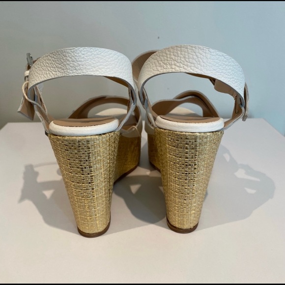 PAROSH White Leather Wedge Size 37 - Picture 4 of 4